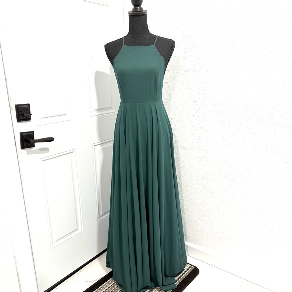 Lulu's Mythical Kind of Love Dark Green Teal Maxi Dress S